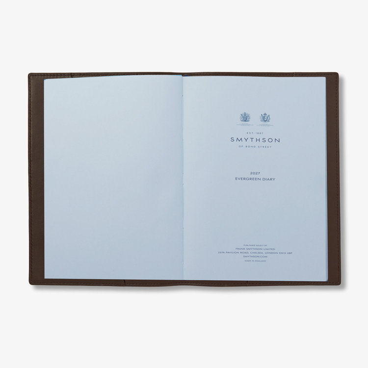 Smythson Evergreen Refillable Diary in Ludlow DARK BROWN