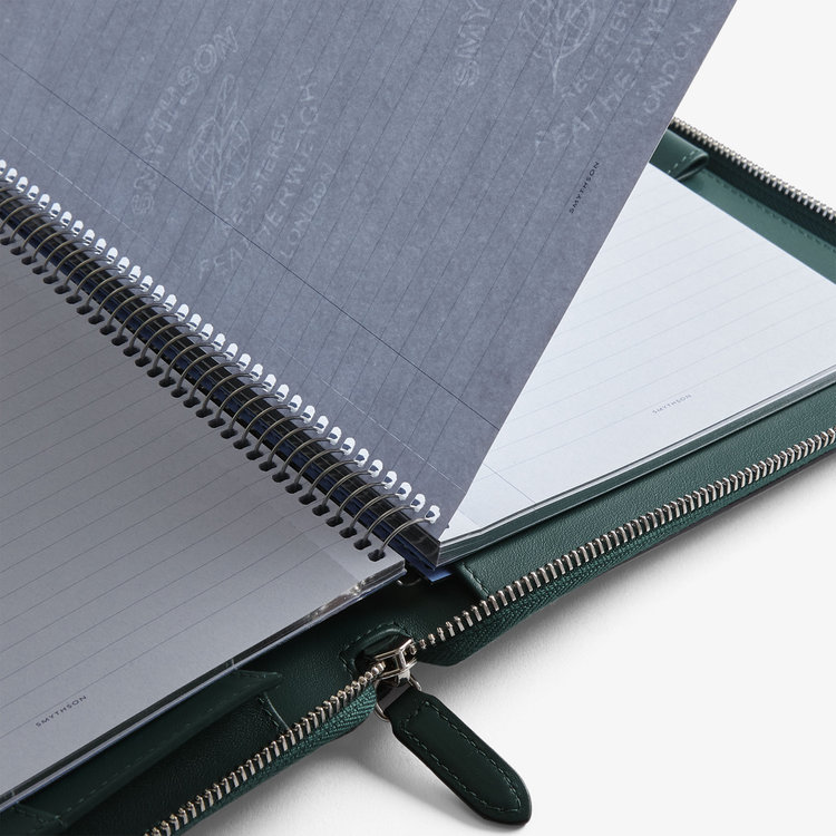 Smythson Panama A5 Zip Folder FOREST GREEN