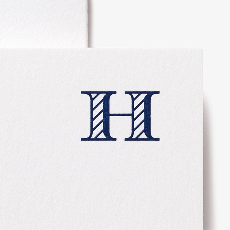 Smythson Initial H Alphabet 10 Card Set WHITE WOVE
