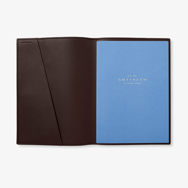 Smythson Ludlow Medium Evergreen Notebook DARK BROWN
