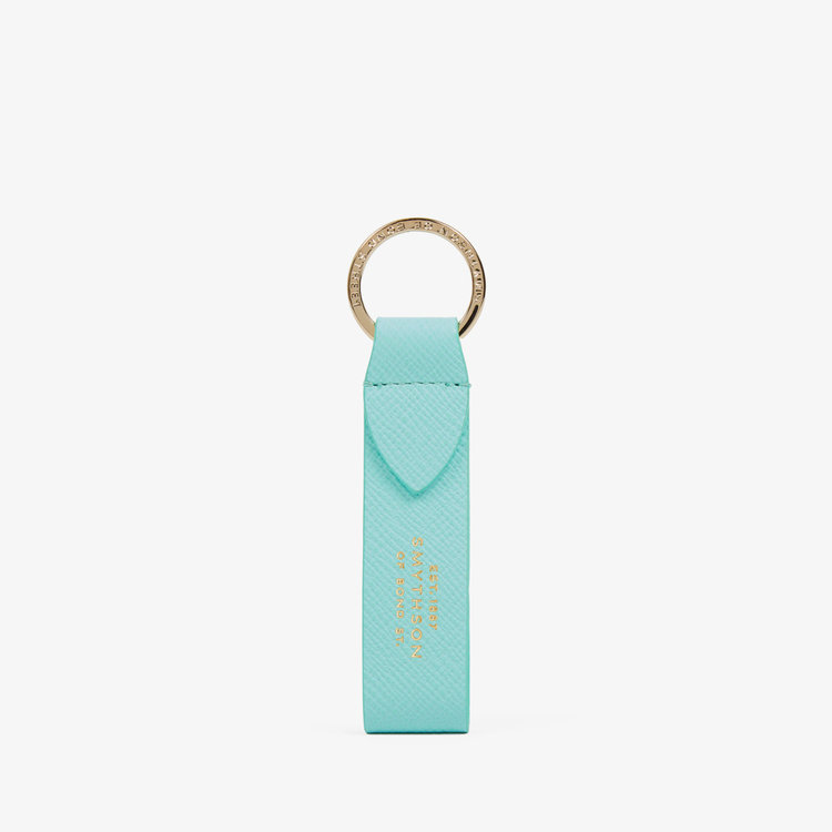 Smythson Panama Keyring Withleather Strap BRIGHT AQUA