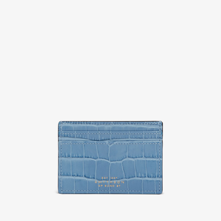 Smythson Mara Flat Card Holder NILE BLUE