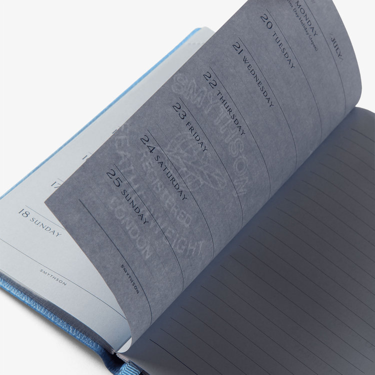 Smythson 2027 Memoranda Weekly Diary in Pastegrain NILE BLUE