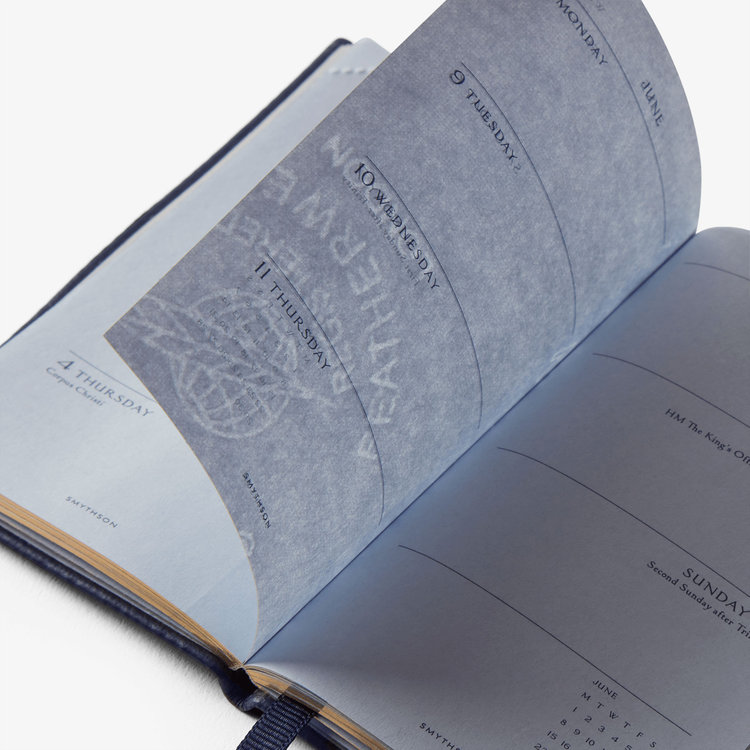 Smythson 【予約】2027 Wafer Weekly Diary with Pencil in Pastegrain NAVY