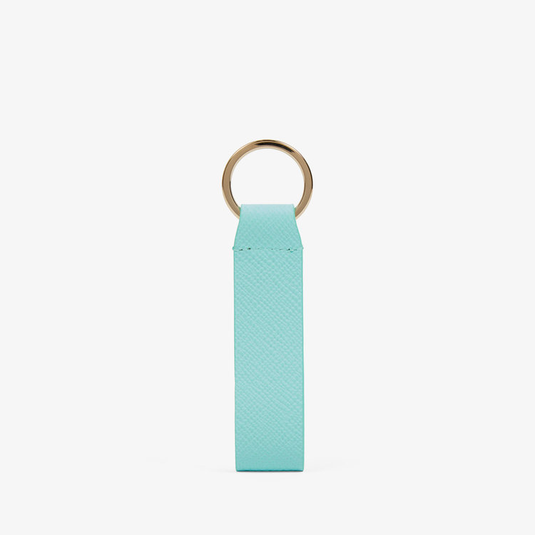 Smythson Panama Keyring Withleather Strap BRIGHT AQUA