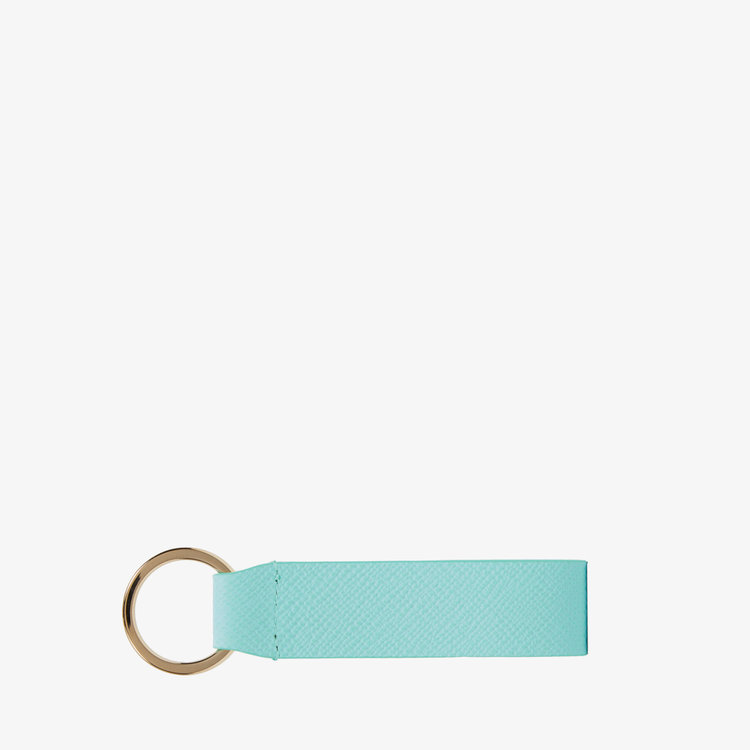 Smythson Panama Keyring Withleather Strap BRIGHT AQUA