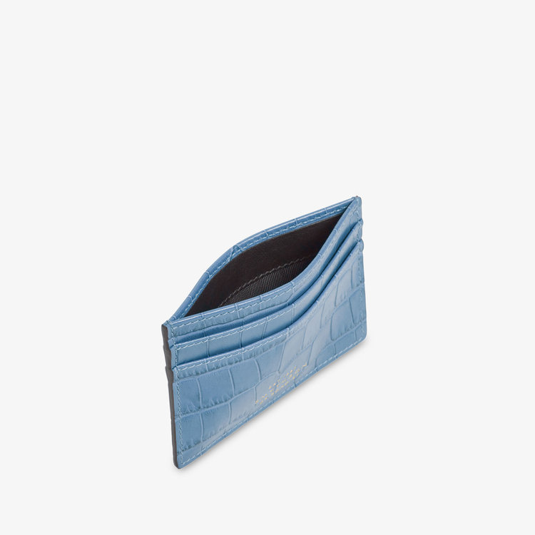 Smythson Mara Flat Card Holder NILE BLUE