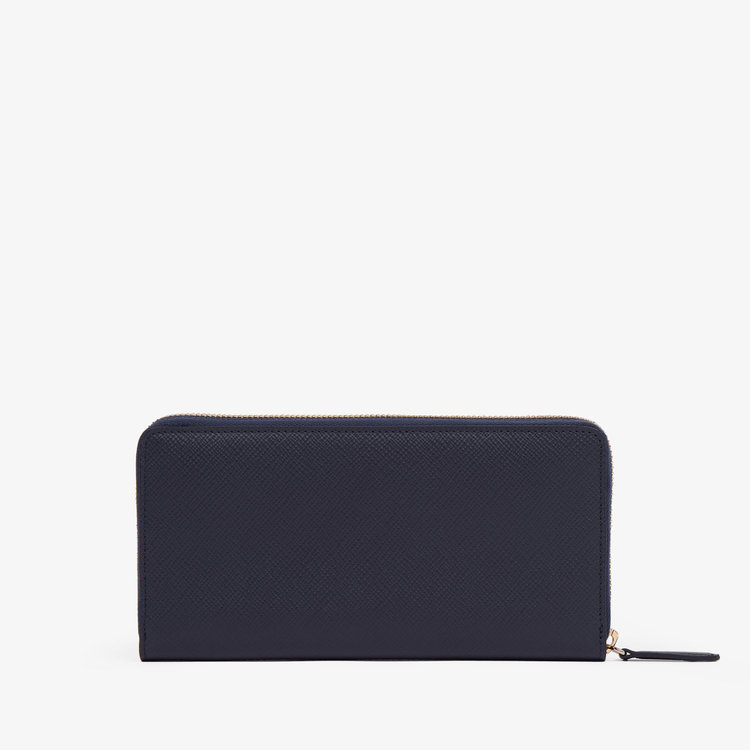 Smythson Panama Large Zip Around Purse NAVY