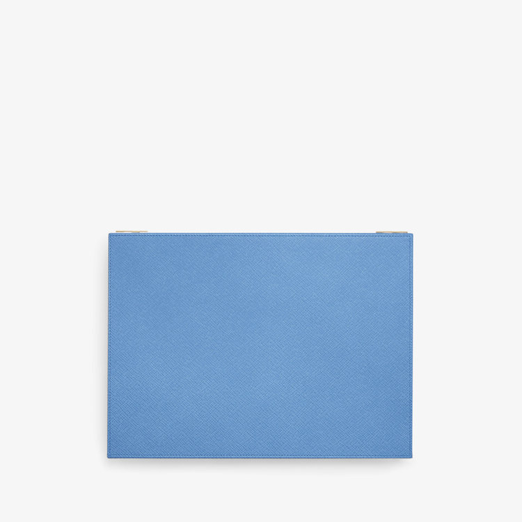 Smythson Panama Jewellery Box With Travel Tray NILE BLUE