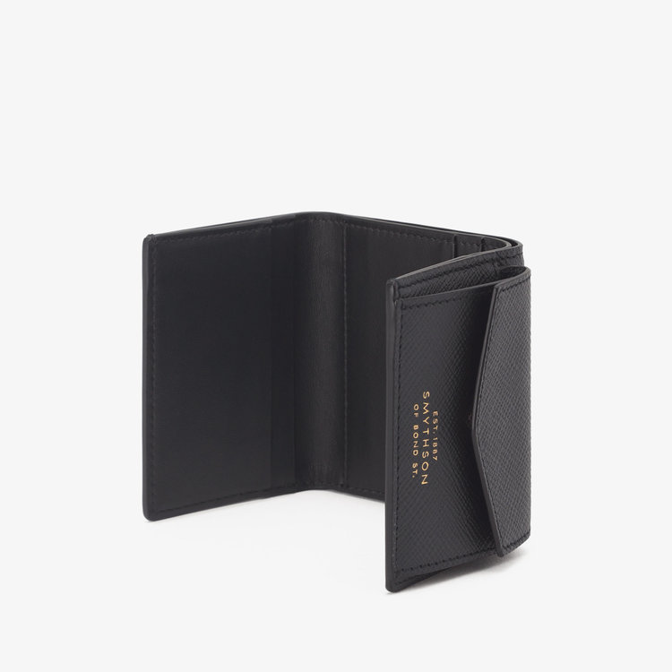 Smythson Panama Small Trifold Purse NAVY