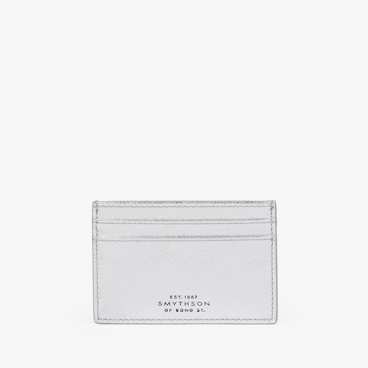 Flat Card Holder in Metallic Leather