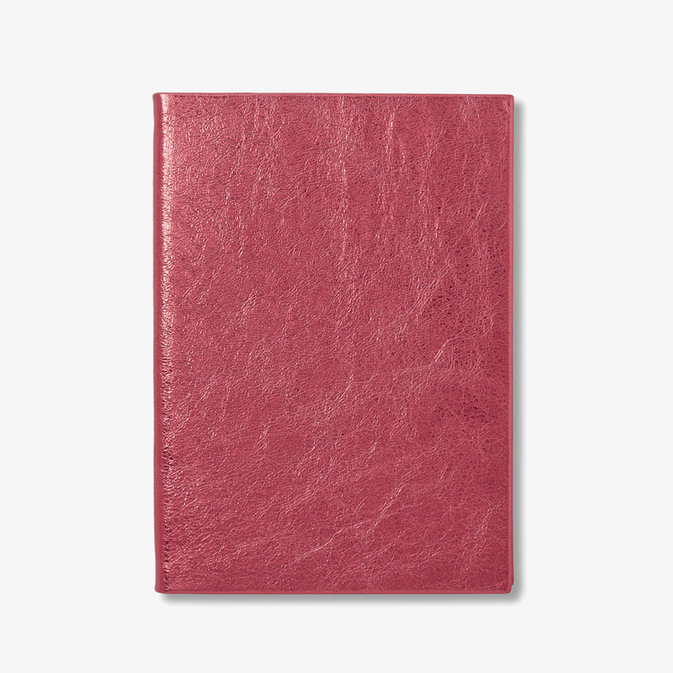 Smythson 【ポイント10%還元】Soho Notebook in Metallic Leather ROSE