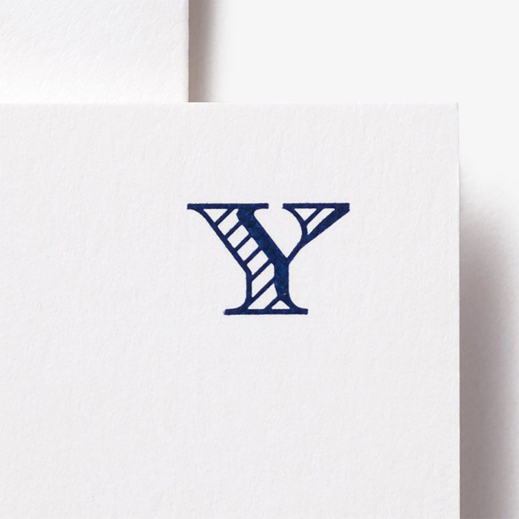Smythson Initial Y Alphabet 10 Card Set WHITE WOVE