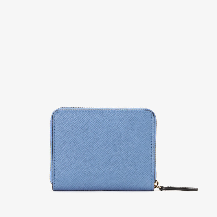 Smythson Panama Small Zip Around Purse NILE BLUE