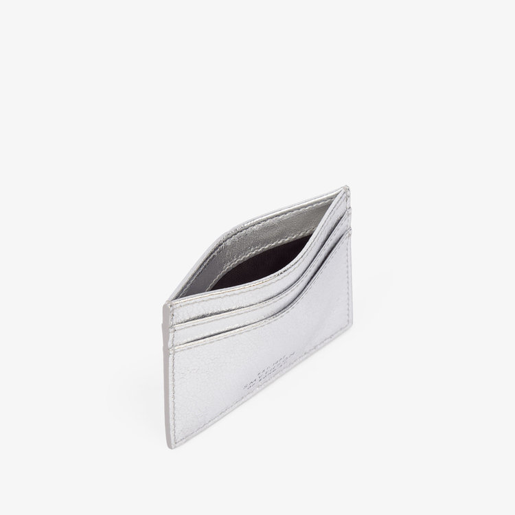 Flat Card Holder in Metallic Leather