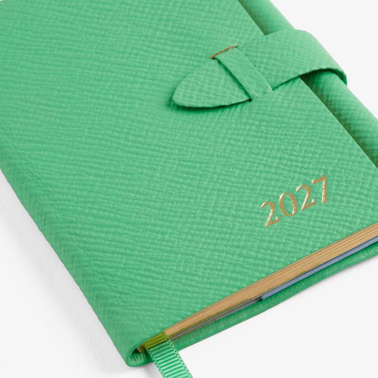 Smythson 2027 Wafer Weekly Diary with Pencil in Pastegrain SHAMROCK