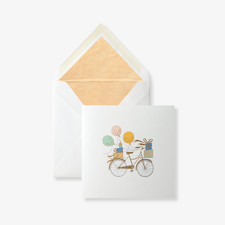 Smythson Birthday Bike Card WHITE WOVE