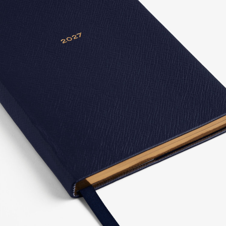 Smythson 2027 Soho Daily Diary in Pastegrain NAVY