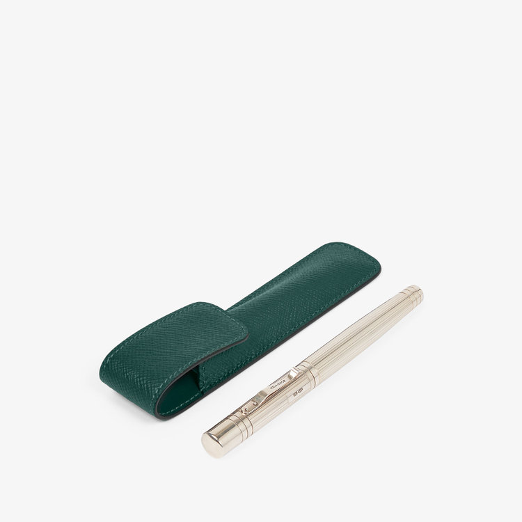 Smythson Panama Pen Sleeve FOREST GREEN