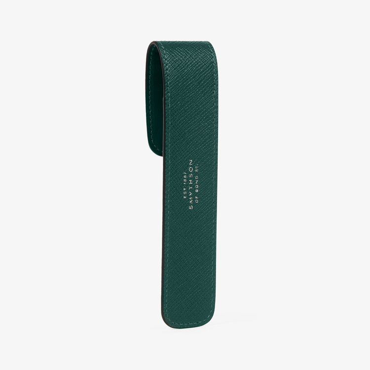 Smythson Panama Pen Sleeve FOREST GREEN