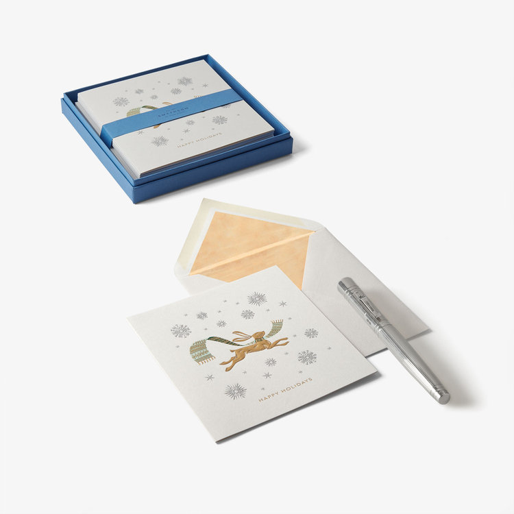 Smythson Christmas Happy Hols 10CE WHITE WOVE