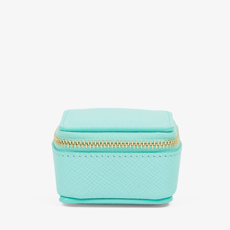Smythson Panama Small Trinket Case BRIGHT AQUA