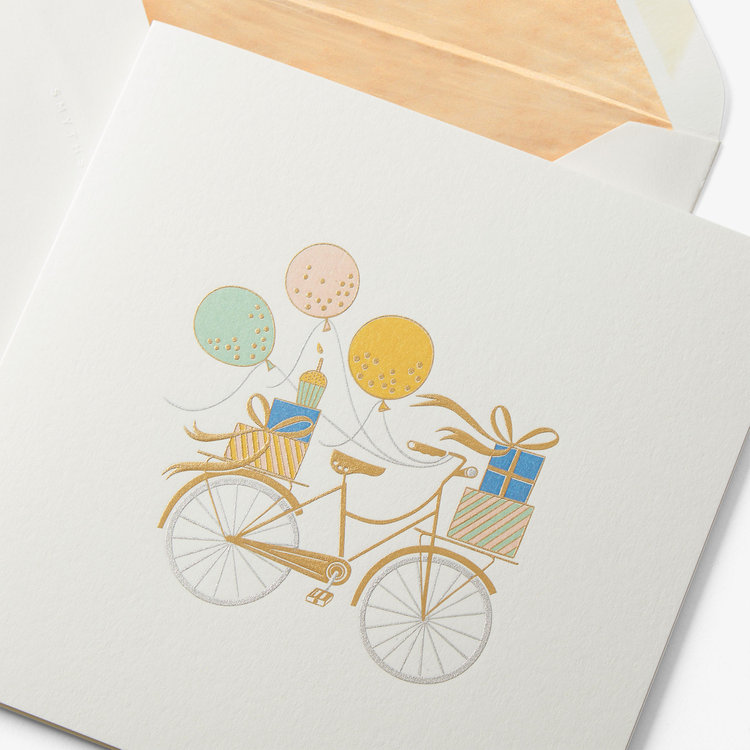 Smythson Birthday Bike Card WHITE WOVE