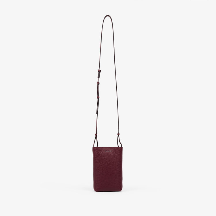 Smythson Ludlow Day Pouch with Strap DARK CHERRY