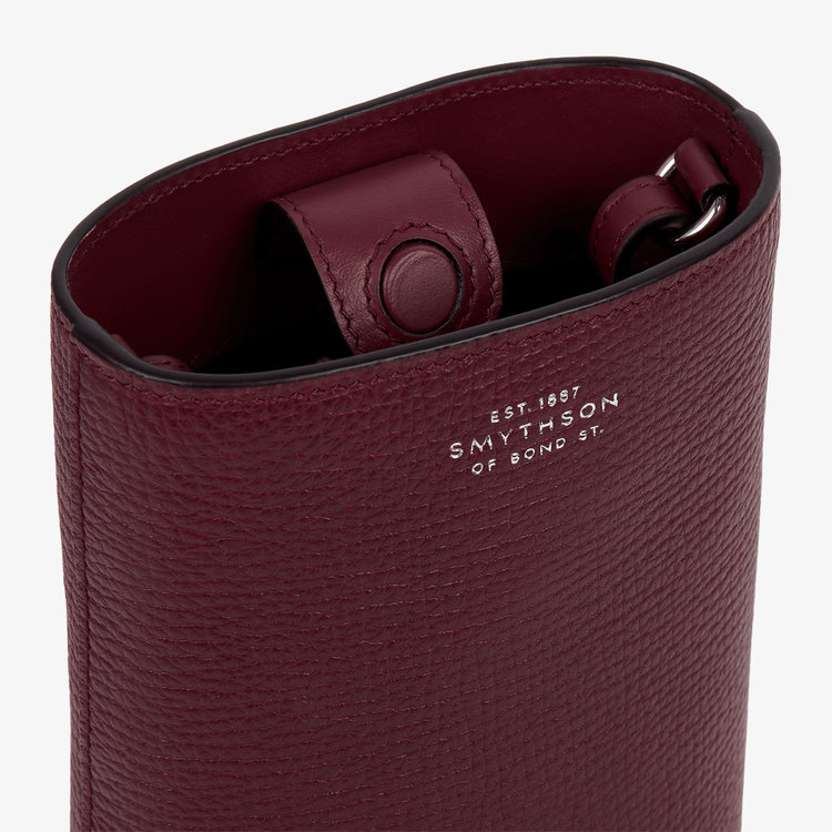 Smythson Ludlow Day Pouch with Strap DARK CHERRY