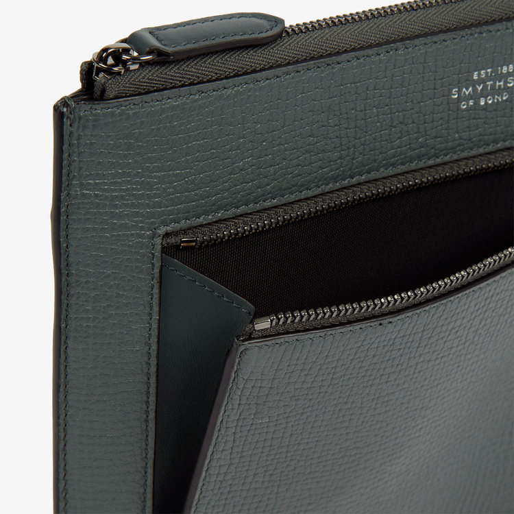 Smythson  Flat Organiser Pouch in Ludlow SLATE GREEN