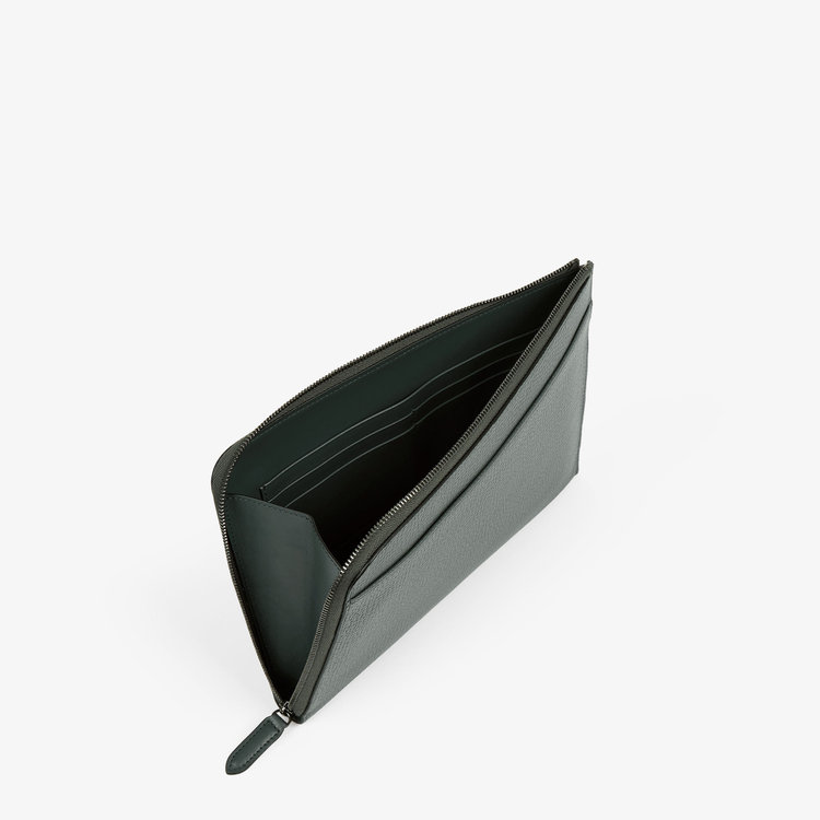 Smythson  Flat Organiser Pouch in Ludlow SLATE GREEN