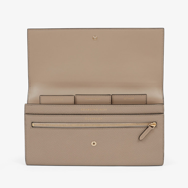 Smythson Panama Marshall Travel Wallet SANDSTONE