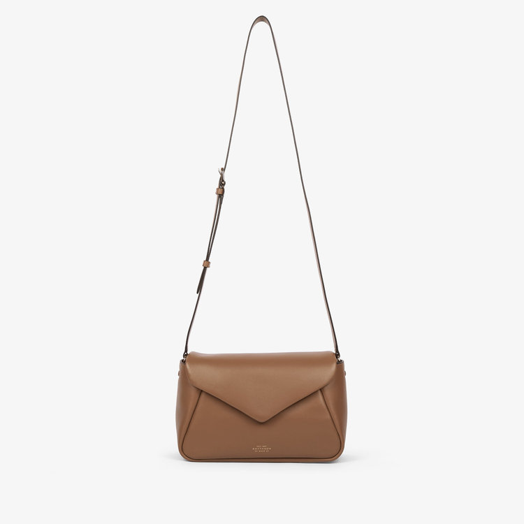 Smythson Envelope Crossbody Bag in Milton TRUFFLE