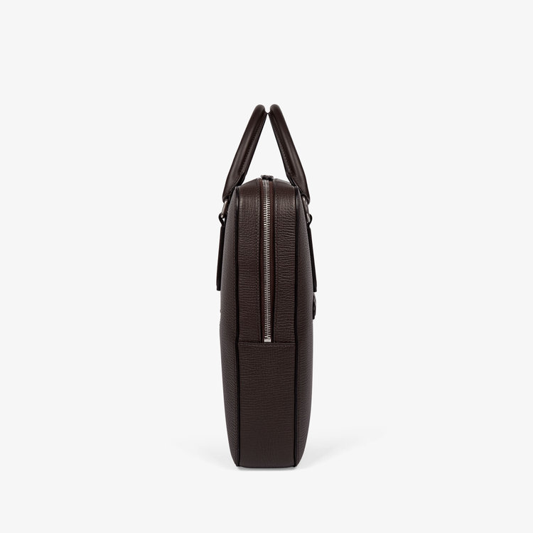 Smythson Ludlow Slim Brief Case Zip Front DARK BROWN