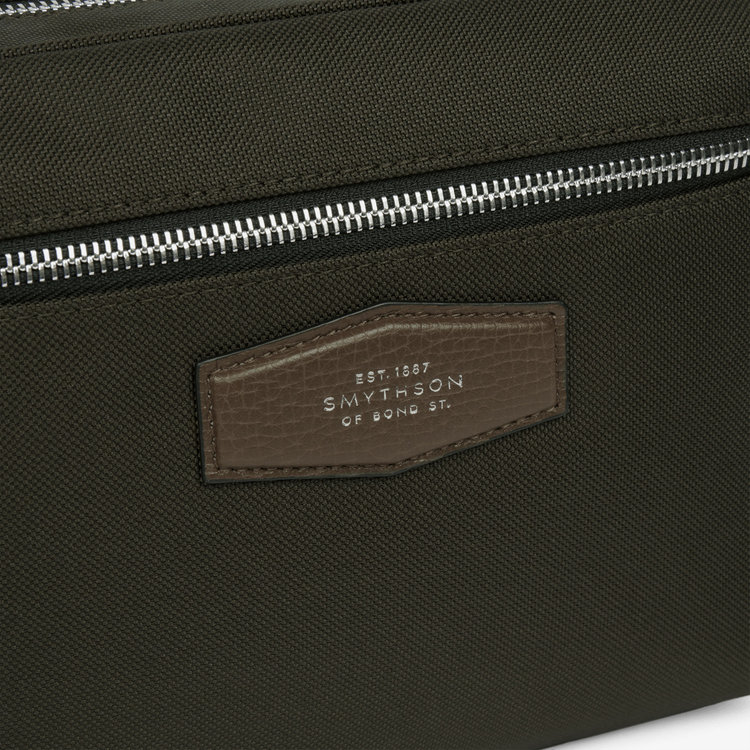 Smythson Crossbody Pouch in Norton Canvas DARK MOSS