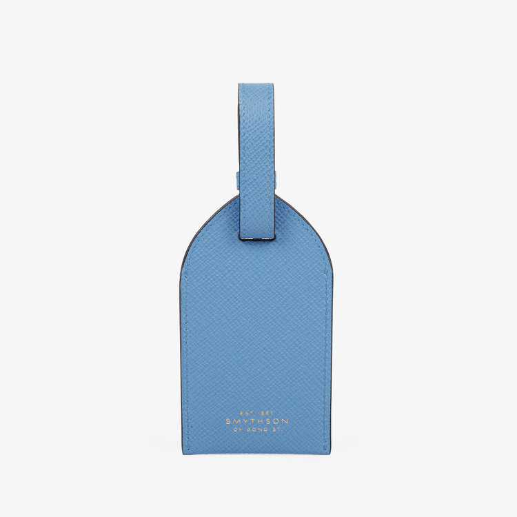Smythson Luggage Tag in Panama Stickers NILE BLUE