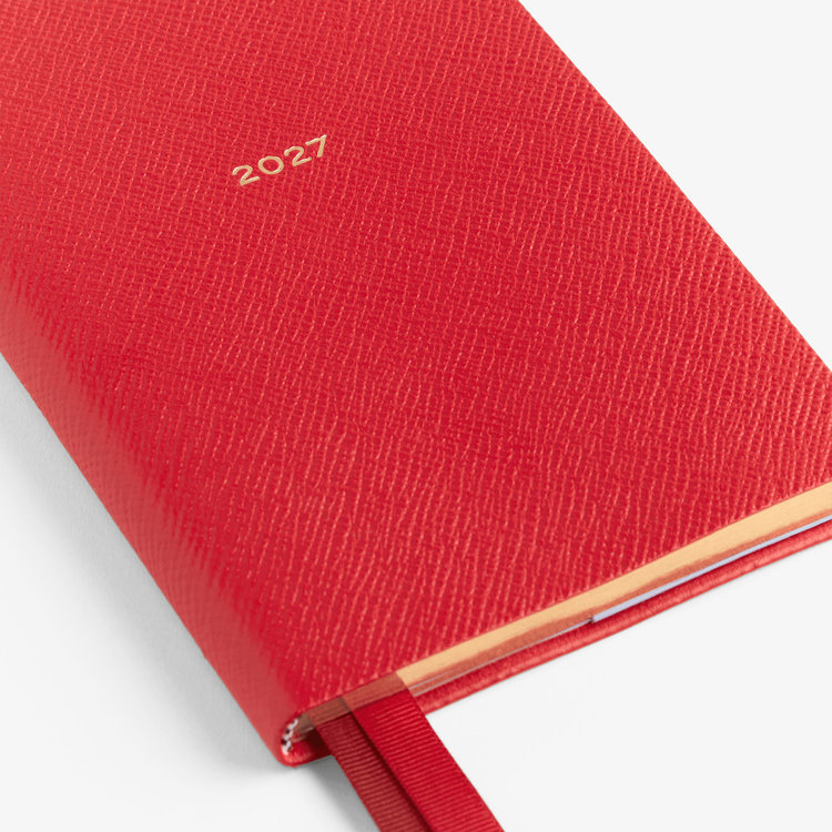 Smythson 2027 Chelsea Weekly Diary in Pastegrain SCARLET RED