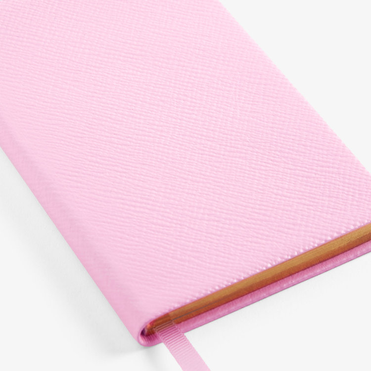 Smythson Pastegrain Panama Notebook PEARL PINK