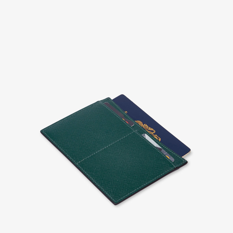 Smythson Panama Passport Sleeve FOREST GREEN