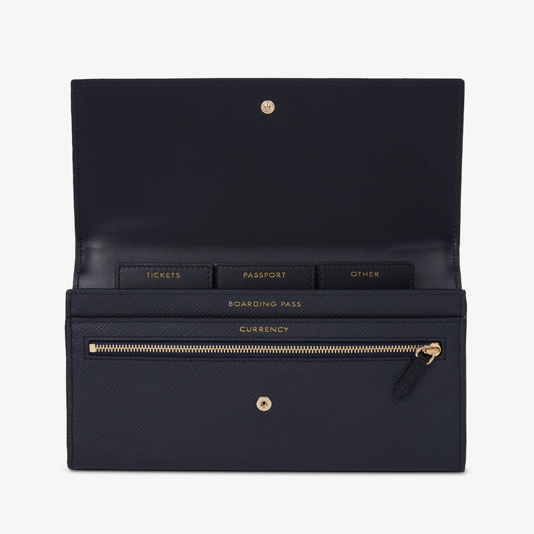 Smythson Panama Marshall Travel Wallet NAVY