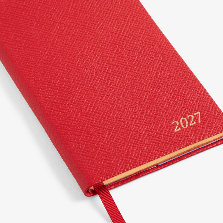 Smythson 【予約】2027 Panama Weekly Diary in Pastegrain SCARLET RED