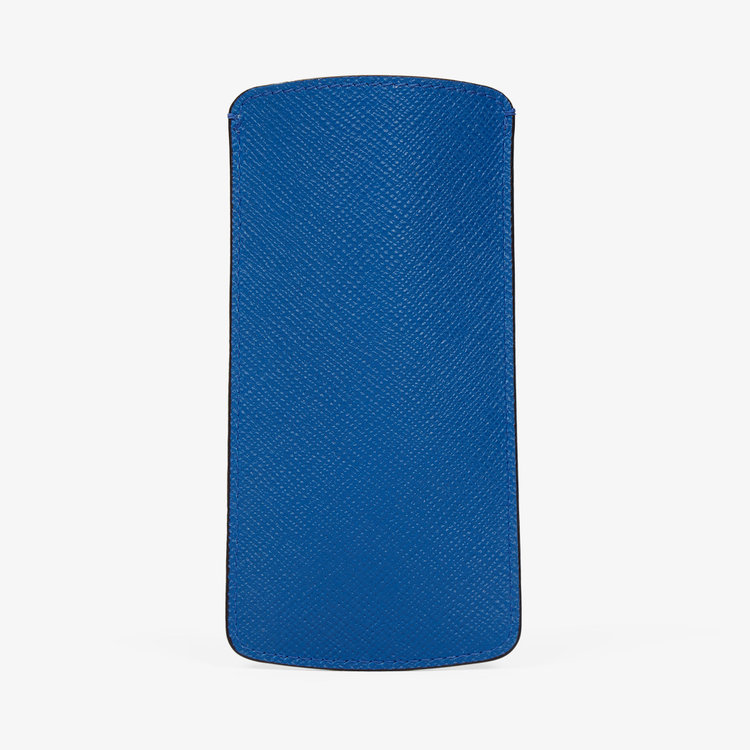 Smythson Panama Leopard Opt Glasses Case CERULEAN