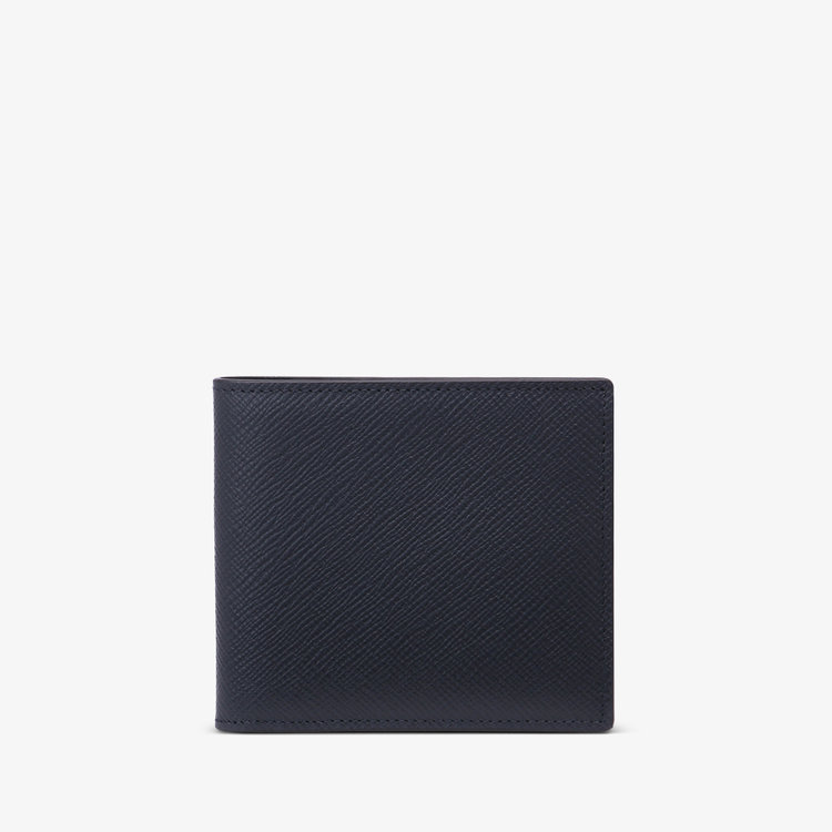 Smythson 6 Card Slot Wallet in Panama NAVY