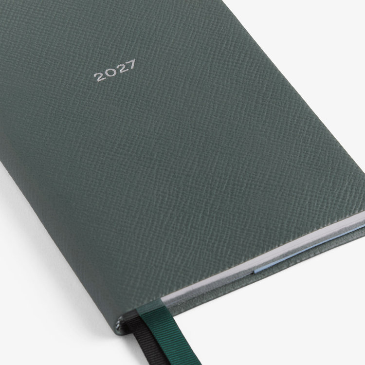 Smythson 2027 Chelsea Weekly Diary in Pastegrain SLATE GREEN