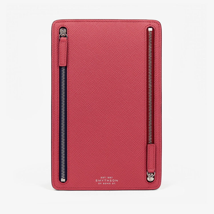 Smythson Panama Multi-Zip Case RASPBERRY