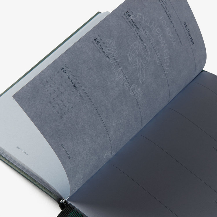Smythson 2027 Chelsea Weekly Diary in Pastegrain SLATE GREEN
