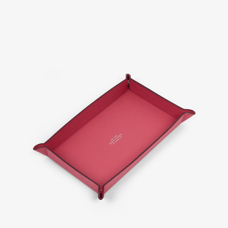 Smythson Panama Small Rect Trinket Tray RASPBERRY