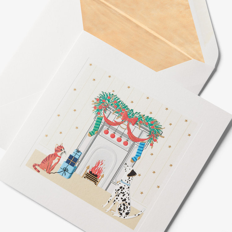 Fire place Christmas Card Set 10CE