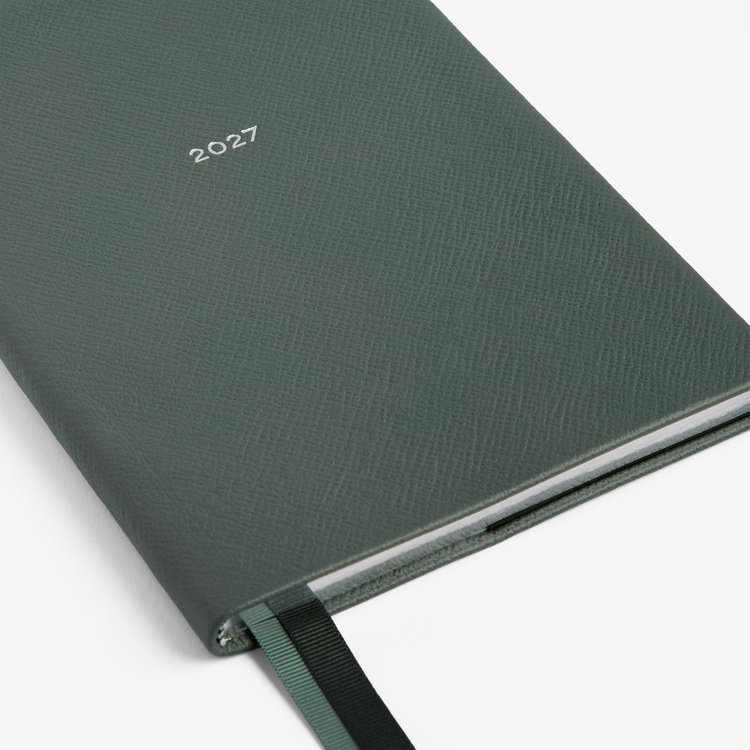 Smythson 【予約】2027 Soho Weekly Diary in Pastegrain SLATE GREEN