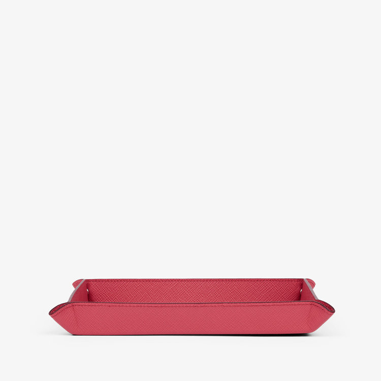 Smythson Panama Small Rect Trinket Tray RASPBERRY